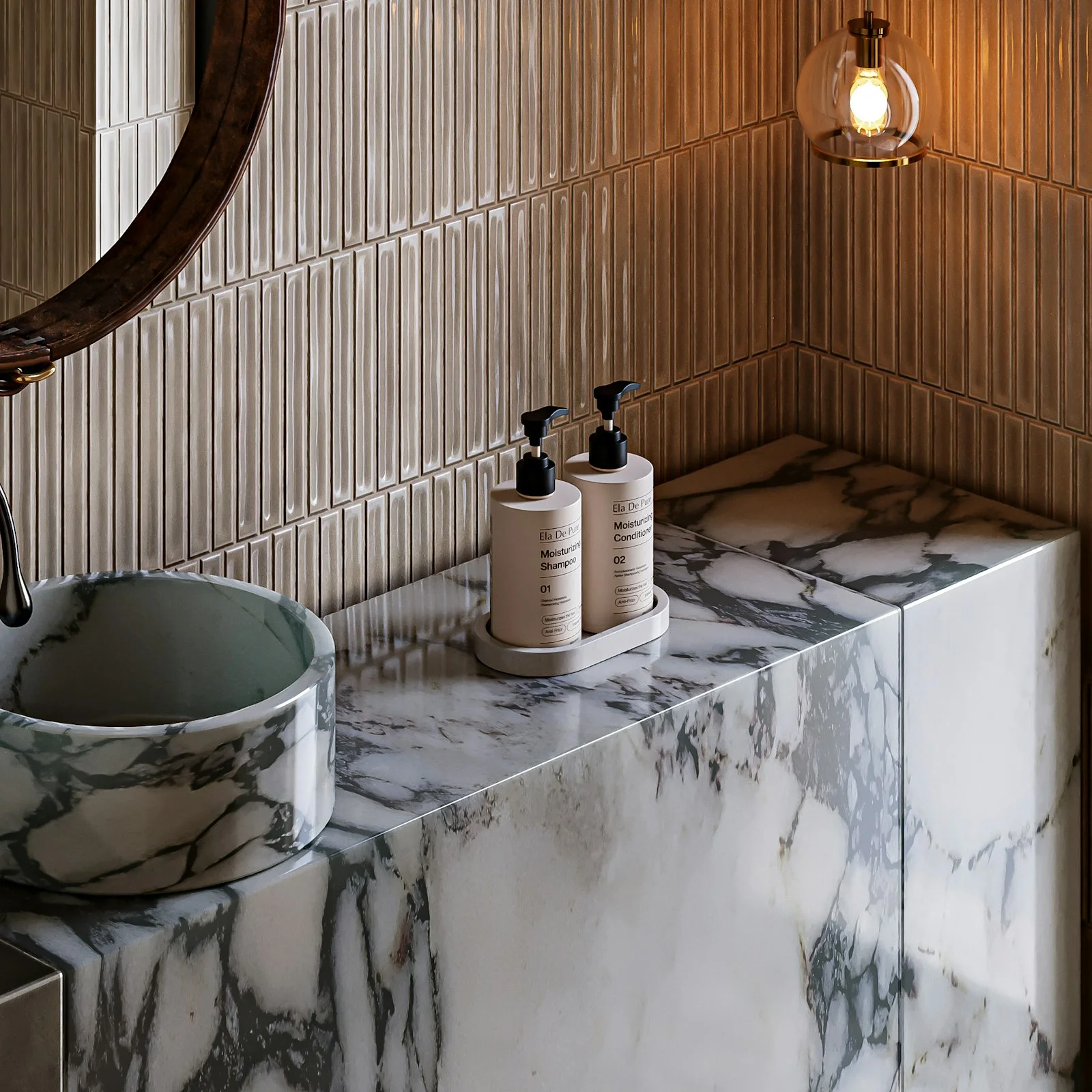 Mermer lavabo tezgahı
